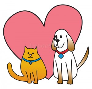 kreskówka-rysunek-pies-i-kot-otaczający-różowym-sercem-29961481