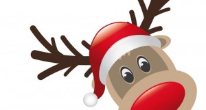 reindeer red nose santa claus hat